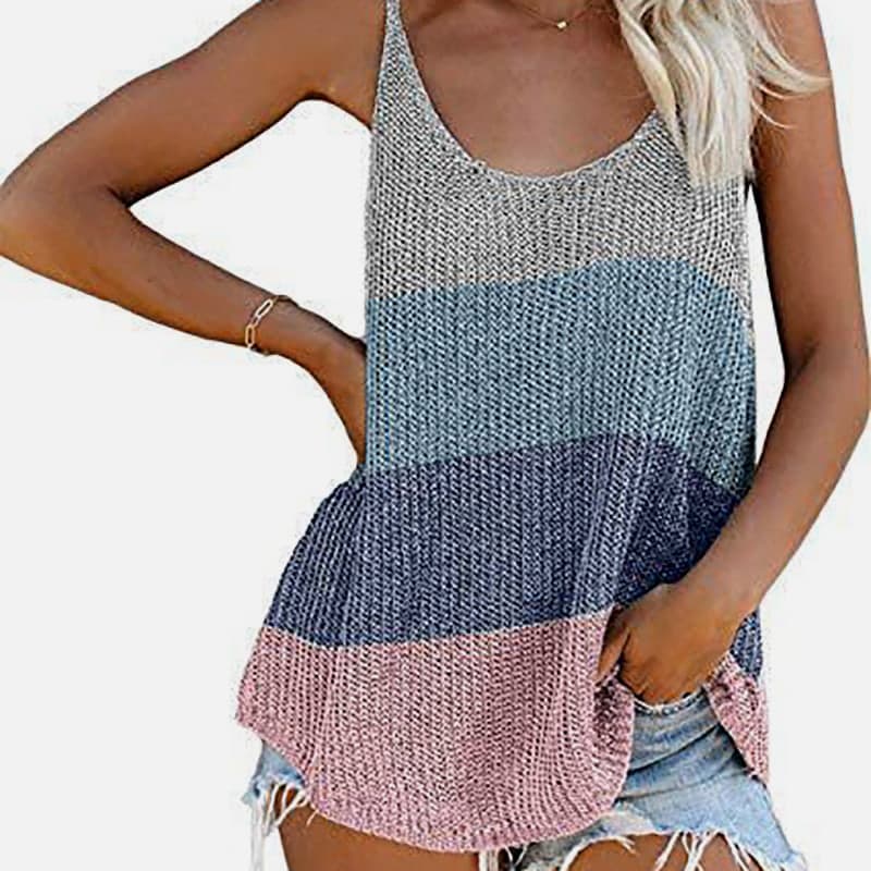 SM-K0065 Dun en los gebreid vest met U-hals SM-K0065 Dun en los gebreid vest met U-hals