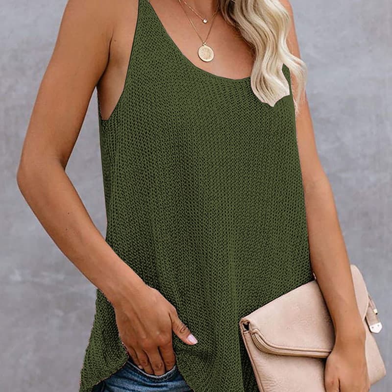 SM-K0065 Dun en los gebreid vest met U-hals SM-K0065 Dun en los gebreid vest met U-hals