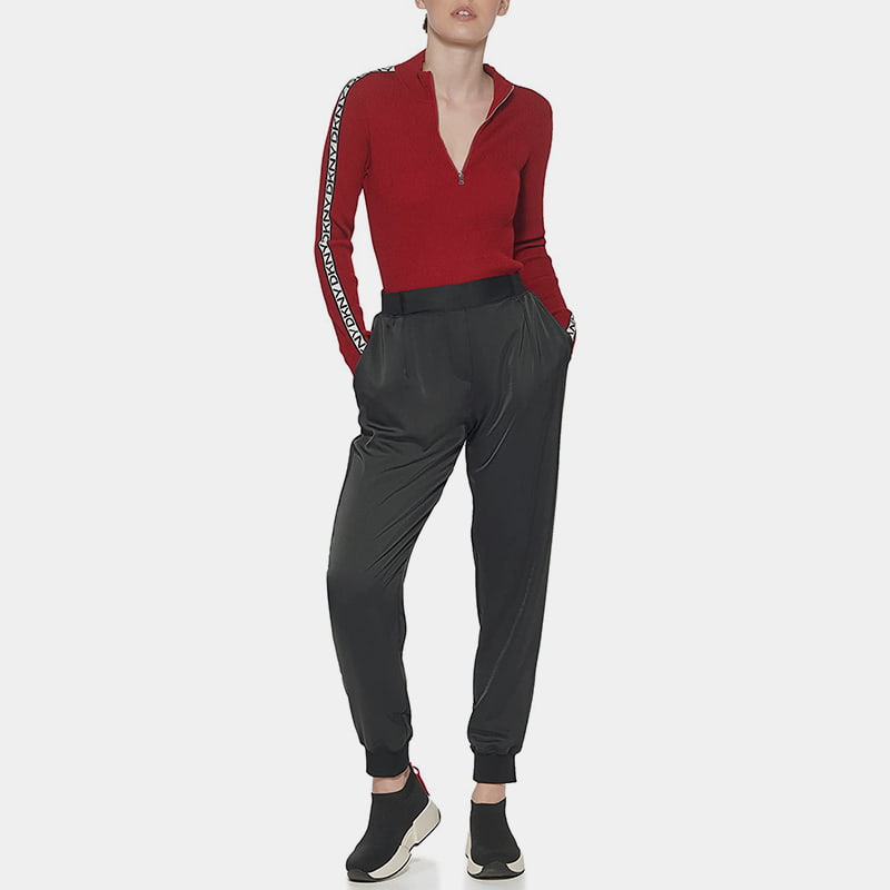 SM-K0056 Gebreide trui met ronde hals, jacquard en lange mouwen met rits SM-K0056 Gebreide trui met ronde hals, jacquard en lange mouwen met rits