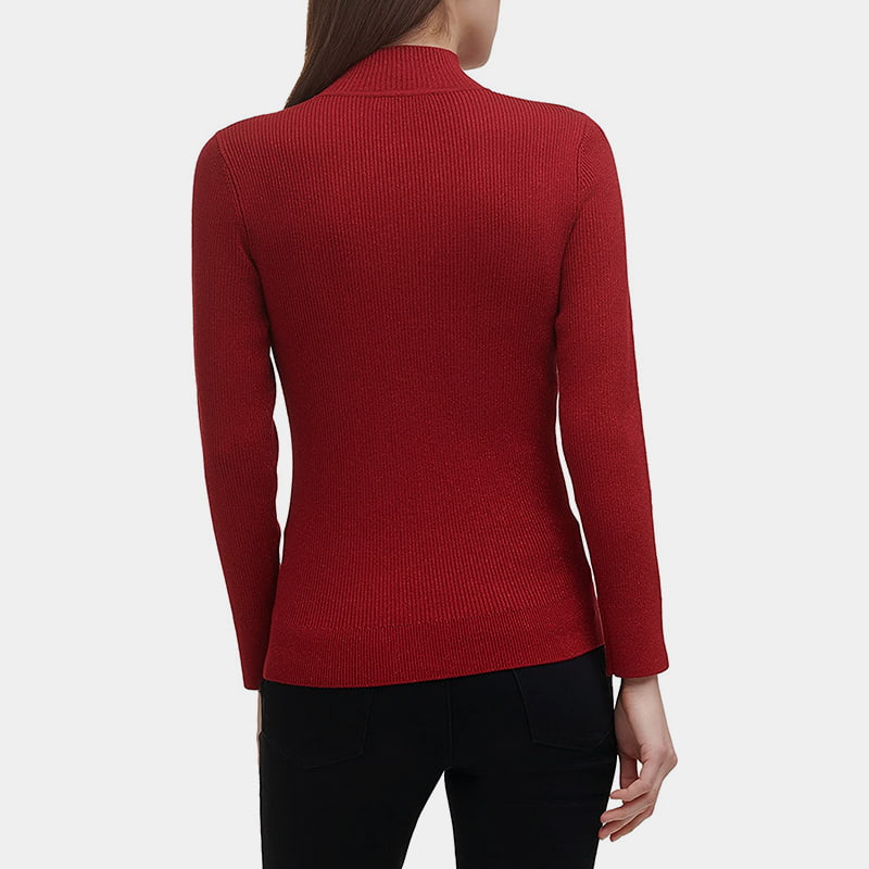 SM-K0056 Gebreide trui met ronde hals, jacquard en lange mouwen met rits SM-K0056 Gebreide trui met ronde hals, jacquard en lange mouwen met rits