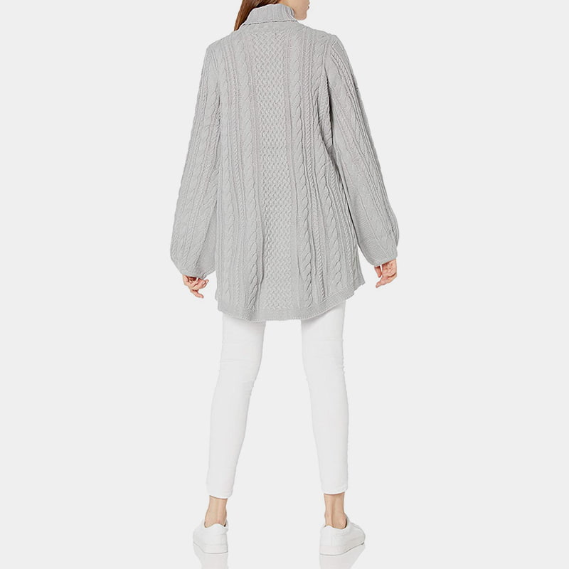 SM-K0053 Gebreide trui met hoge kraag en losse lantaarnmouwen SM-K0053 Gebreide trui met hoge kraag en losse lantaarnmouwen